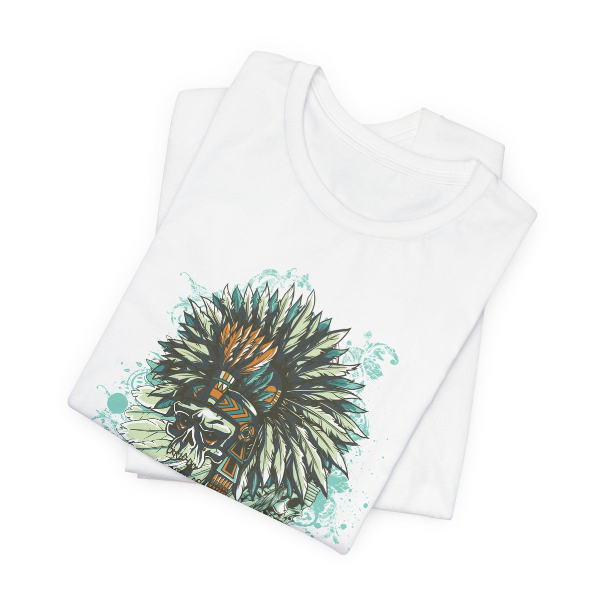 Aztec Headdress Skull T-Shirt Tribal Skull Graphic Unisex Cotton Tee Art-14
