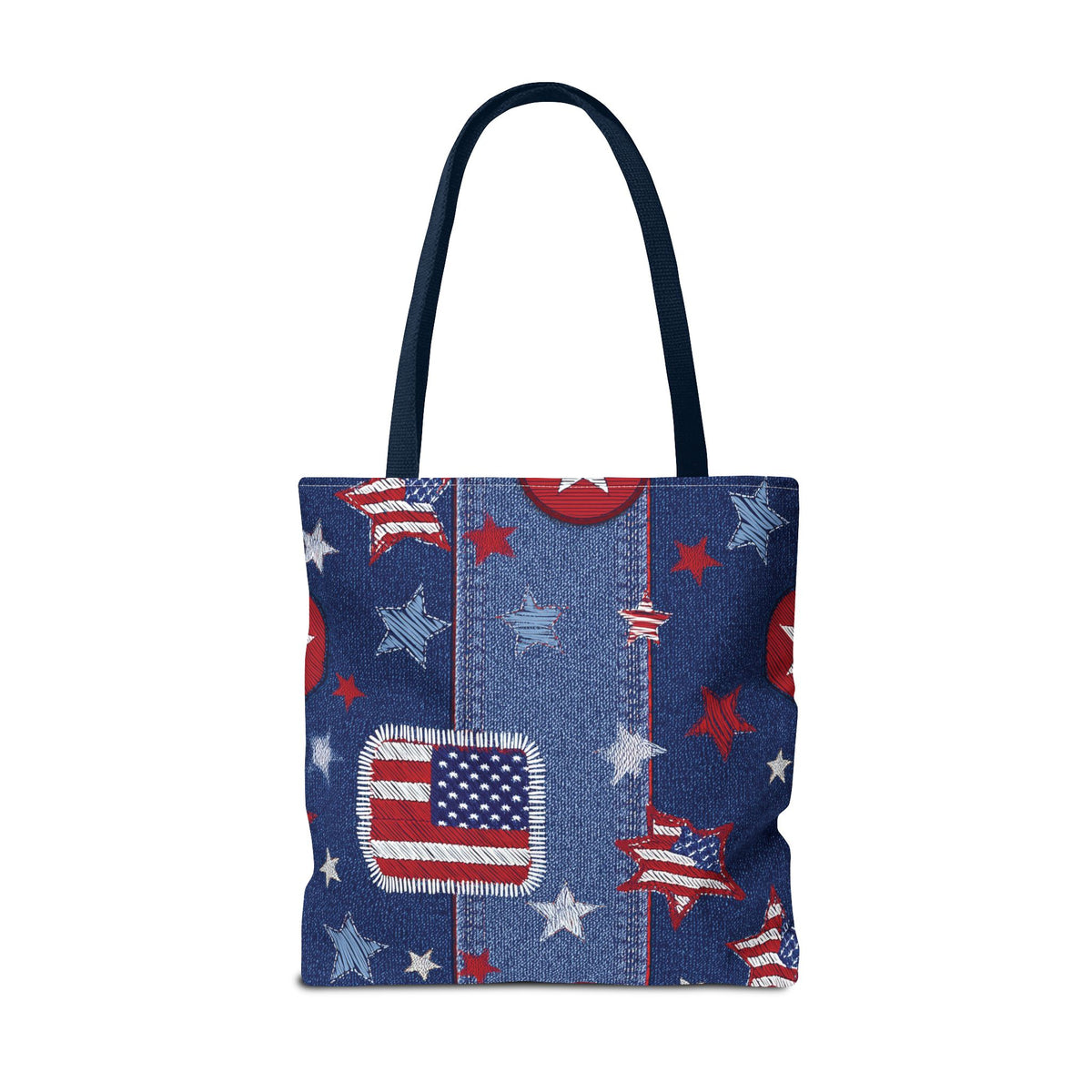 4th of July Graphic Denim Fabric Imitation Print Unisex Canvas Bag Poly Spun 3 Sizes Tote Bag 200-13