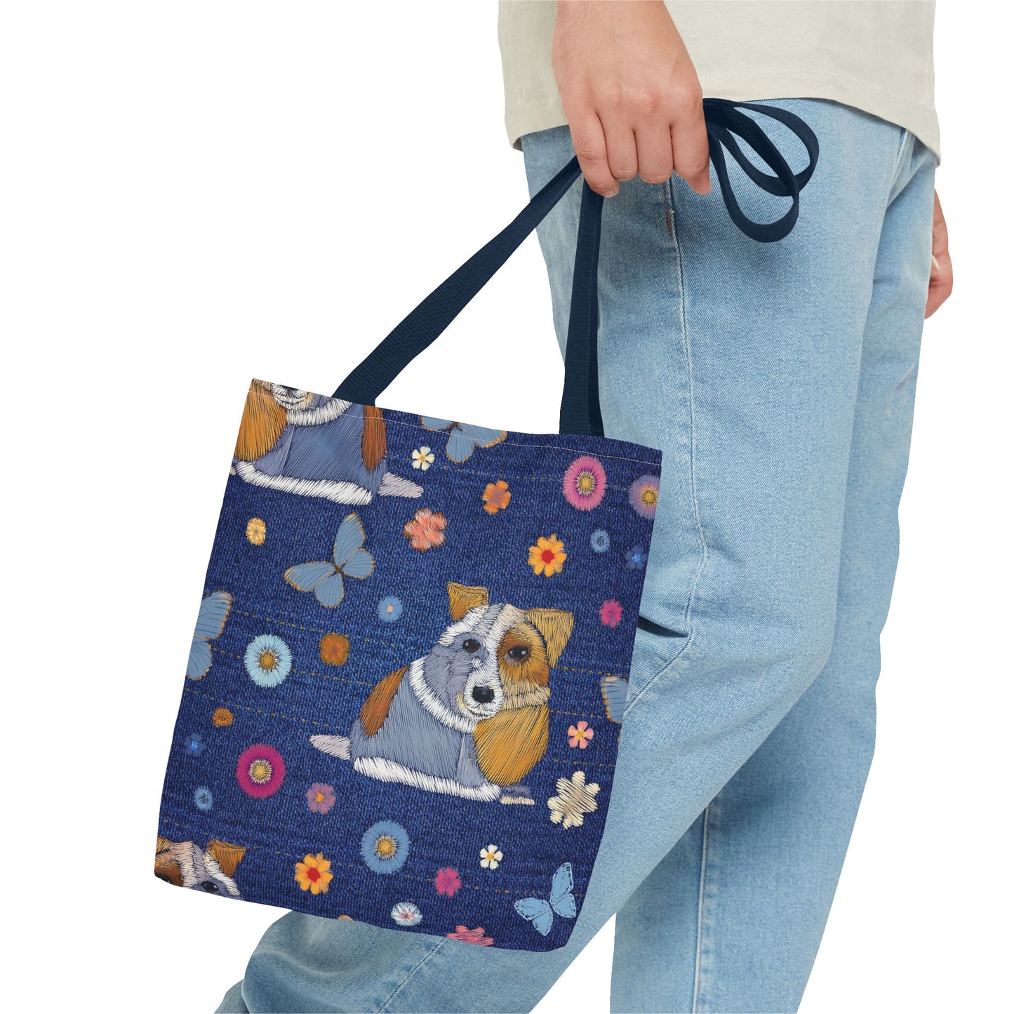 Denim Fabric Imitation Print Unisex Canvas Bag Poly Spun 3 Sizes Tote Bag 191