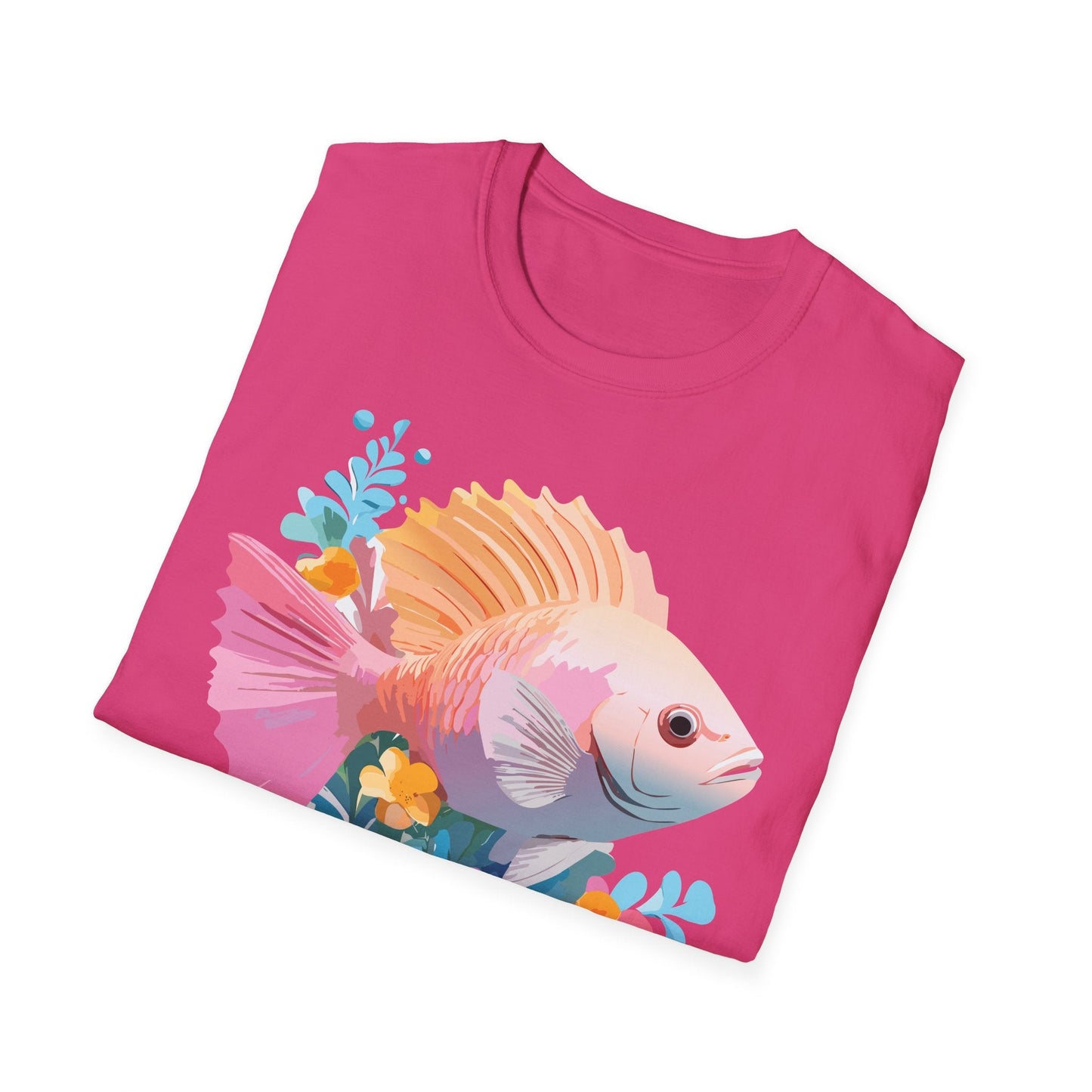 Fish Art Design Graphic Tee Shirt Unisex Softstyle Cotton Short Sleeve Comfort Fit Everyday Wear