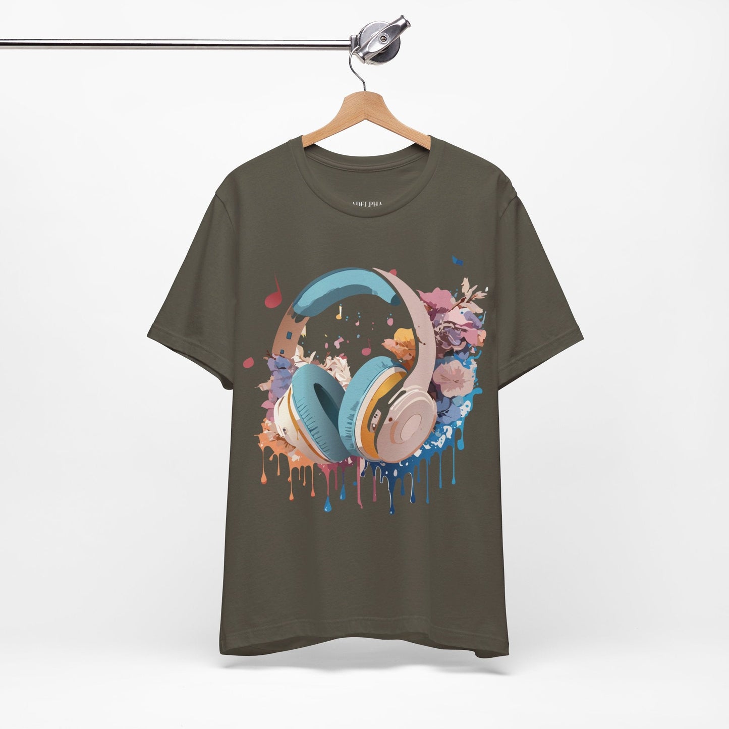 Music Graphic Unisex 100 Cotton Vintage Art with Musical Elements Tee 1