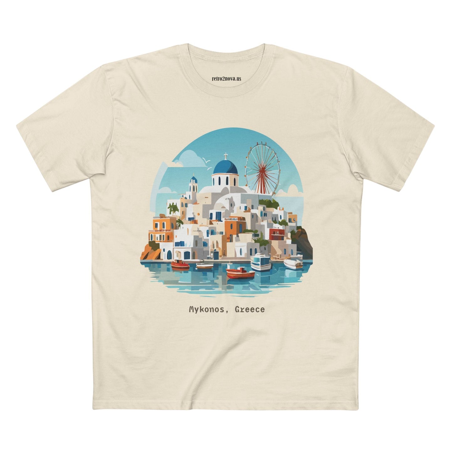 Unisex Greece Travel Shirt With Original Art Design Premium Cotton Tee Retro2Nova