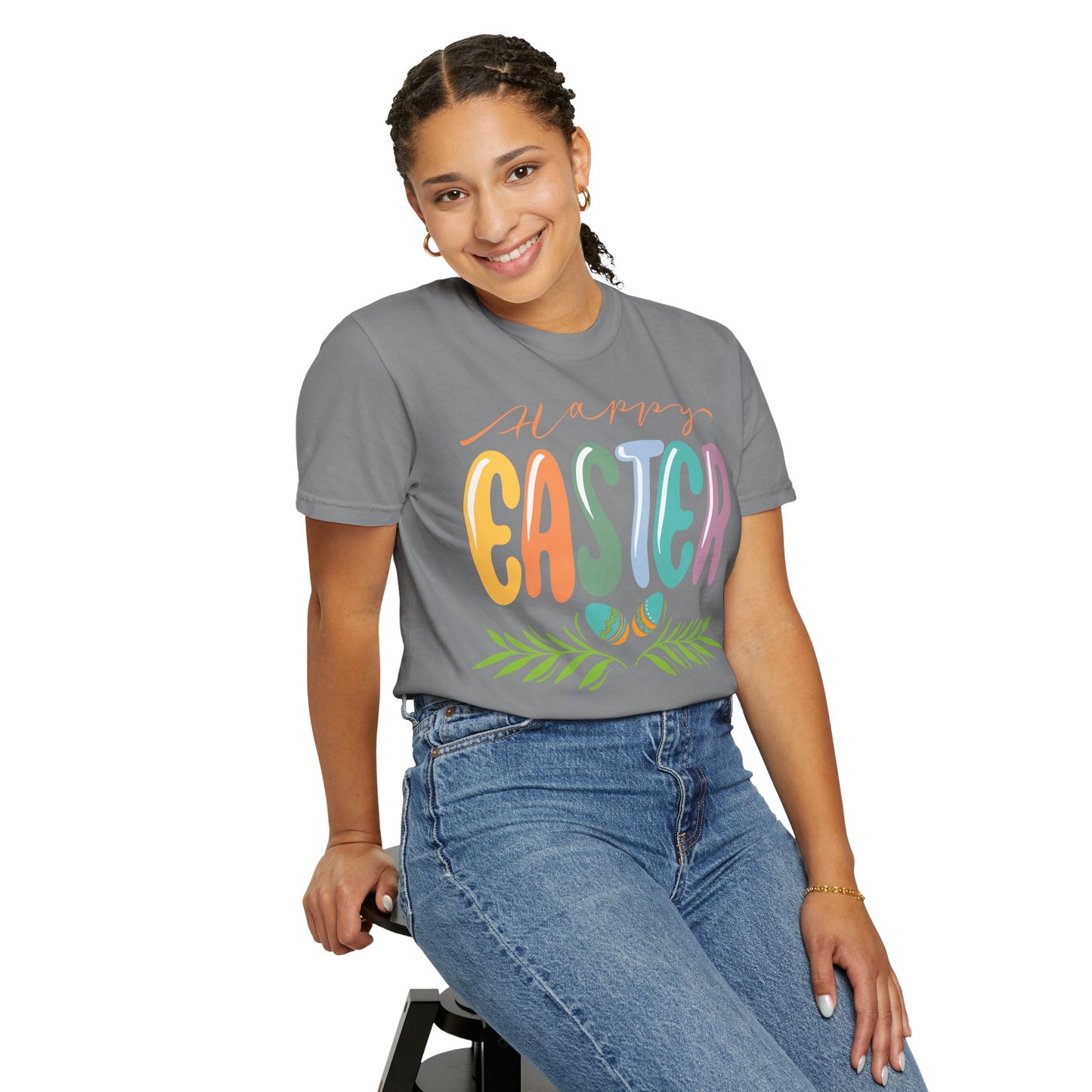 Happy Easter T-Shirt, Tee Shirt with Easter Signature, T Shirt with Easter Prints, Tee Shirt with Easter Design