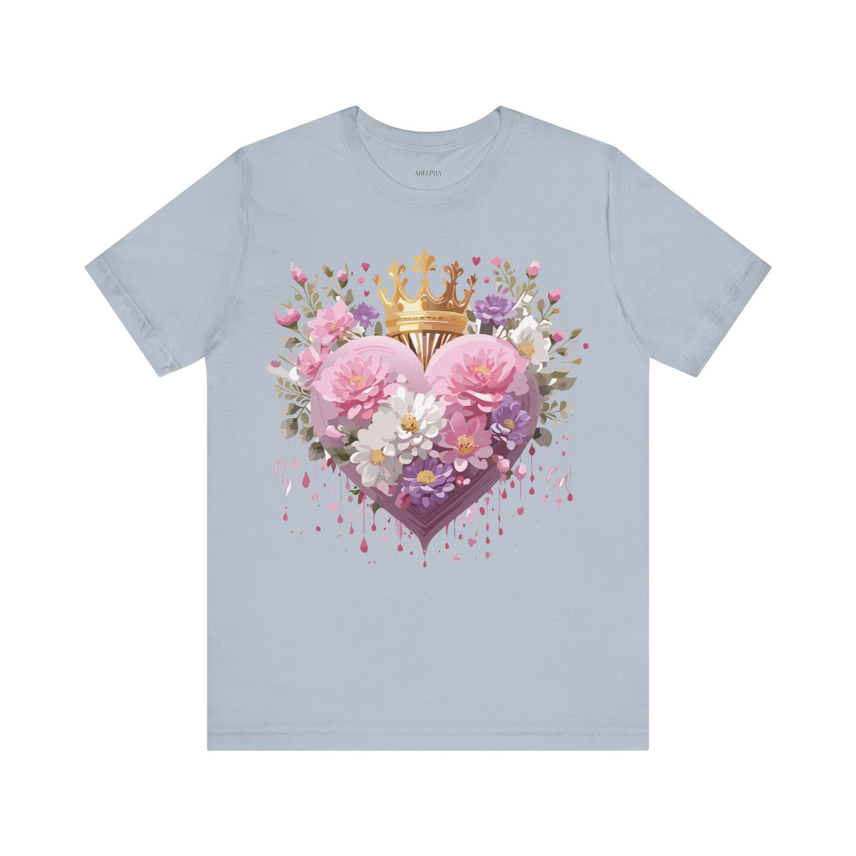 Valentine's Day Graphic Unisex Cotton Bella+Canvas Tee with Floral Art Design d129