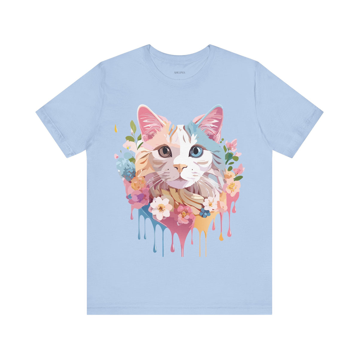 Cat Graphic Unisex Cotton Bella+Canvas Tee with Art Animal Design e209