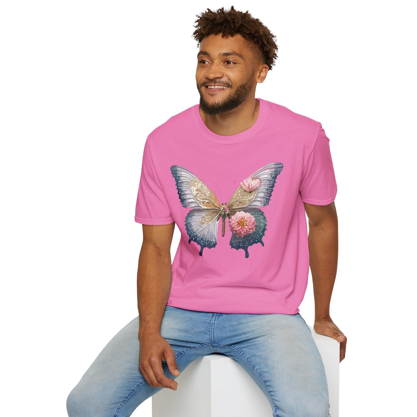 Unisex Monarch Butterfly T Shirt Softstyle Gildan 64000 100 Percent Ring Spun Cotton Tee
