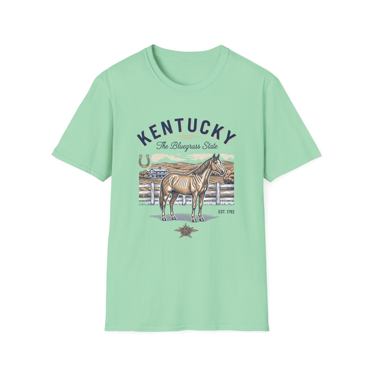 Kentucky Horse Ranch T‑Shirt — The Bluegrass State Travel Tourist Graphic Design Unisex 100 Cotton Gildan T-Shirt