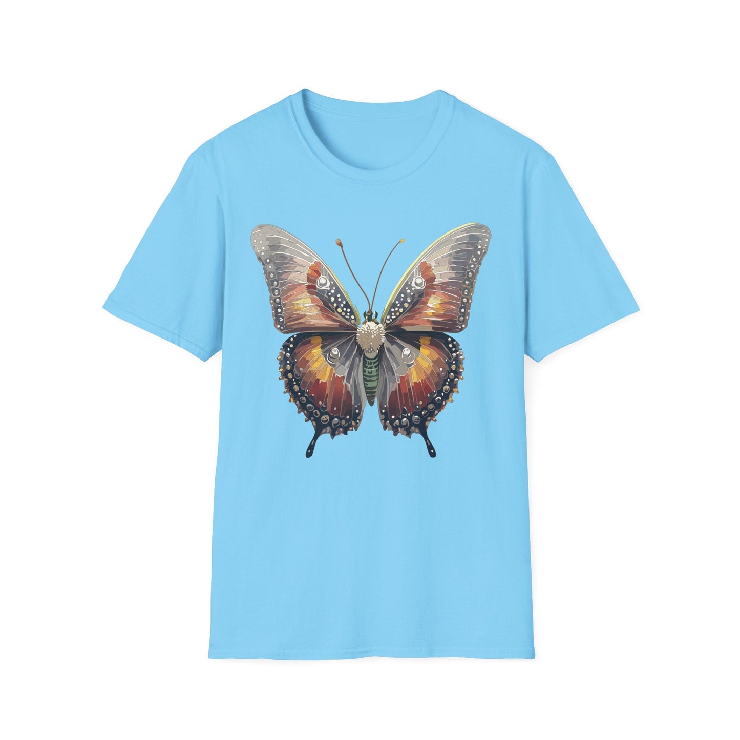 Butterfly Shirt Unisex Lightweight 100 Cotton Gildan Softstyle 64000 Tee Monarch Butterfly Design