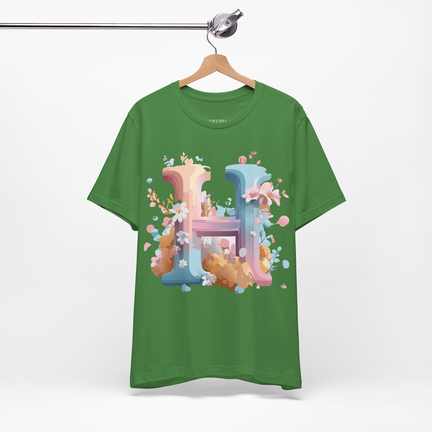 Letter H Shirt Unisex Graphic Tee By Adelpha Vintage Inspired Artwork Short Sleeve