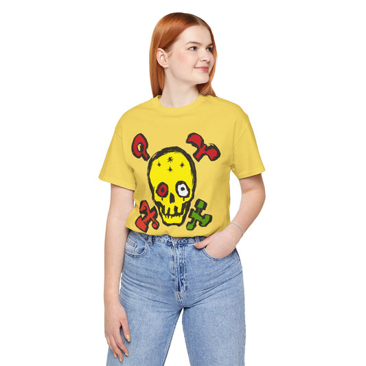 Yellow Skull Graphic Design Tee, Skull Shirt, Vintage Tees, Art Design T-Shirt, Vintage Graphic Tee, Art Shirts with Skulls