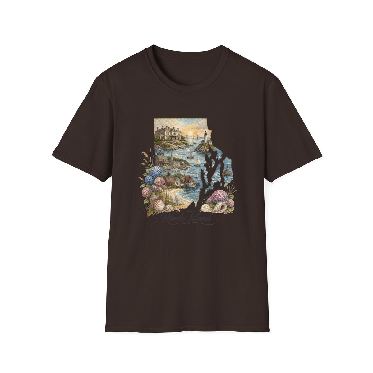 Rhode Island Coastal Vintage Graphic Design Unisex 100 Cotton Gildan T-Shirt