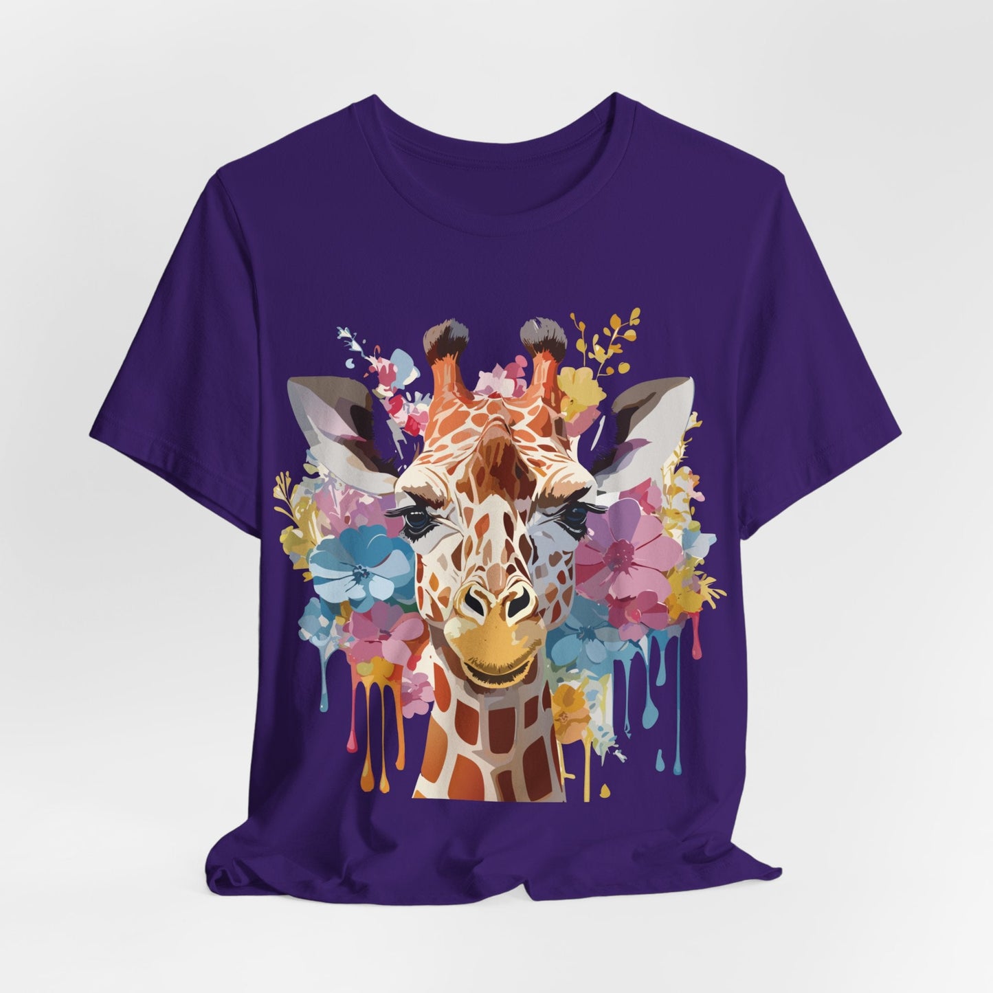Giraffe Graphic Tee Unisex Premium Short Sleeve Jersey Shirt With Vintage Inspired Art By Adelpha