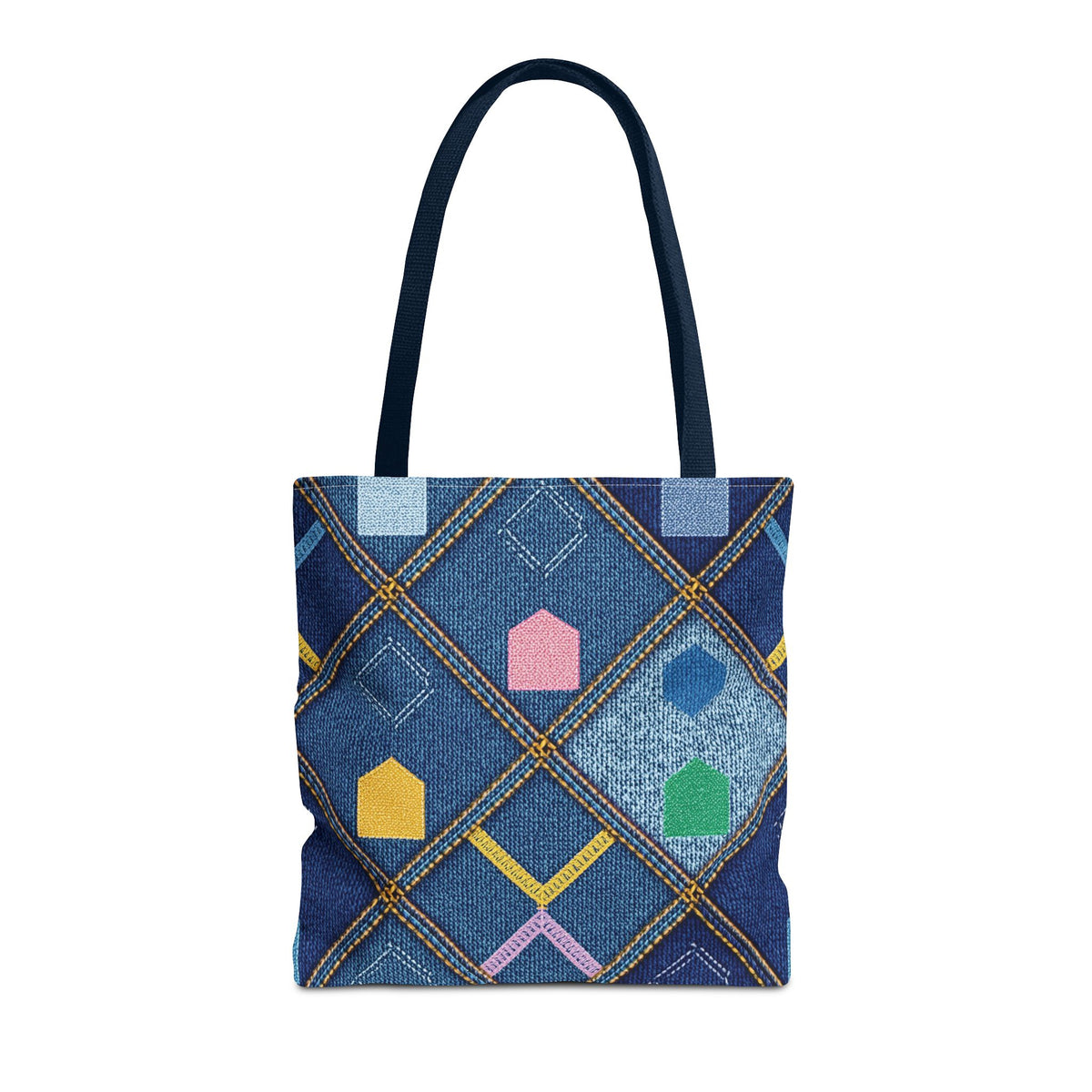 Denim Fabric Imitation Print Unisex Canvas Bag Poly Spun 3 Sizes Tote Bag 189-6