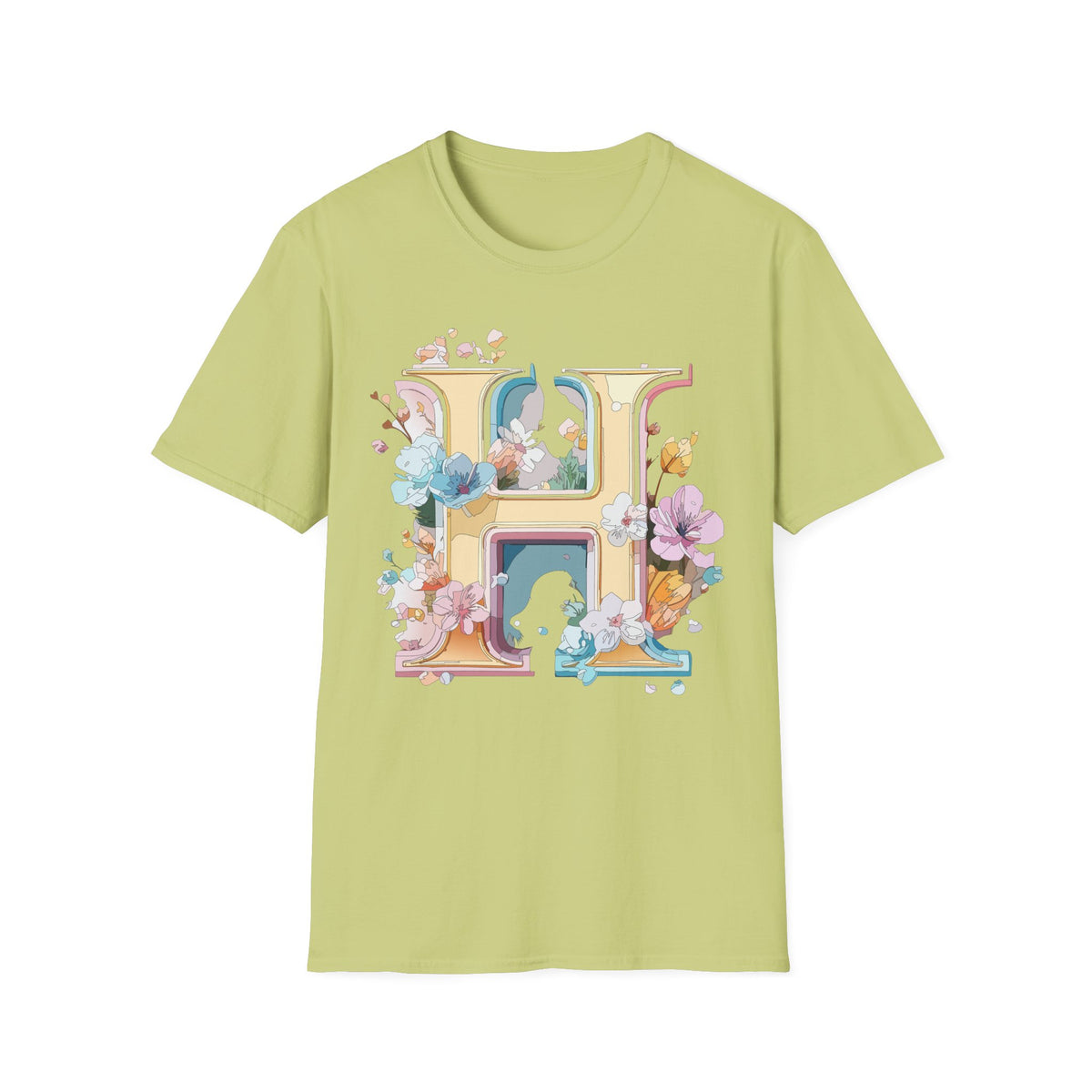 Floral Letter H Shirt | Monogram Initial H Tee