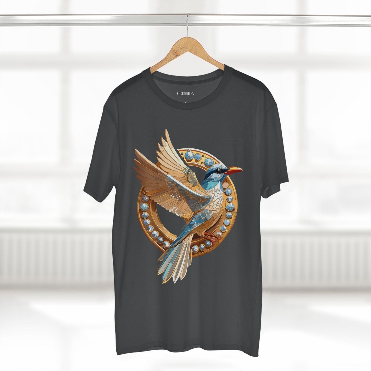 Bird Graphic Unisex 100 Cotton Tee With Unique Animal Golden Medallion Art Design 20