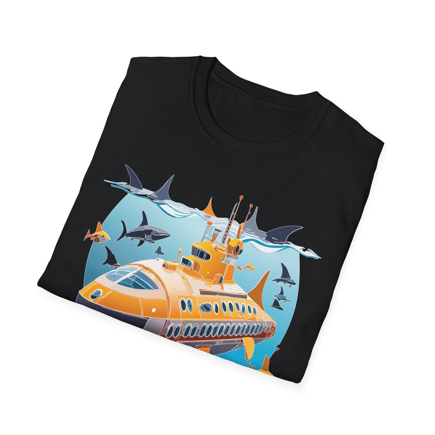 Ocean Themed Unisex Gildan Softstyle 64000 Short Sleeve T Shirt With Ocean Art Design