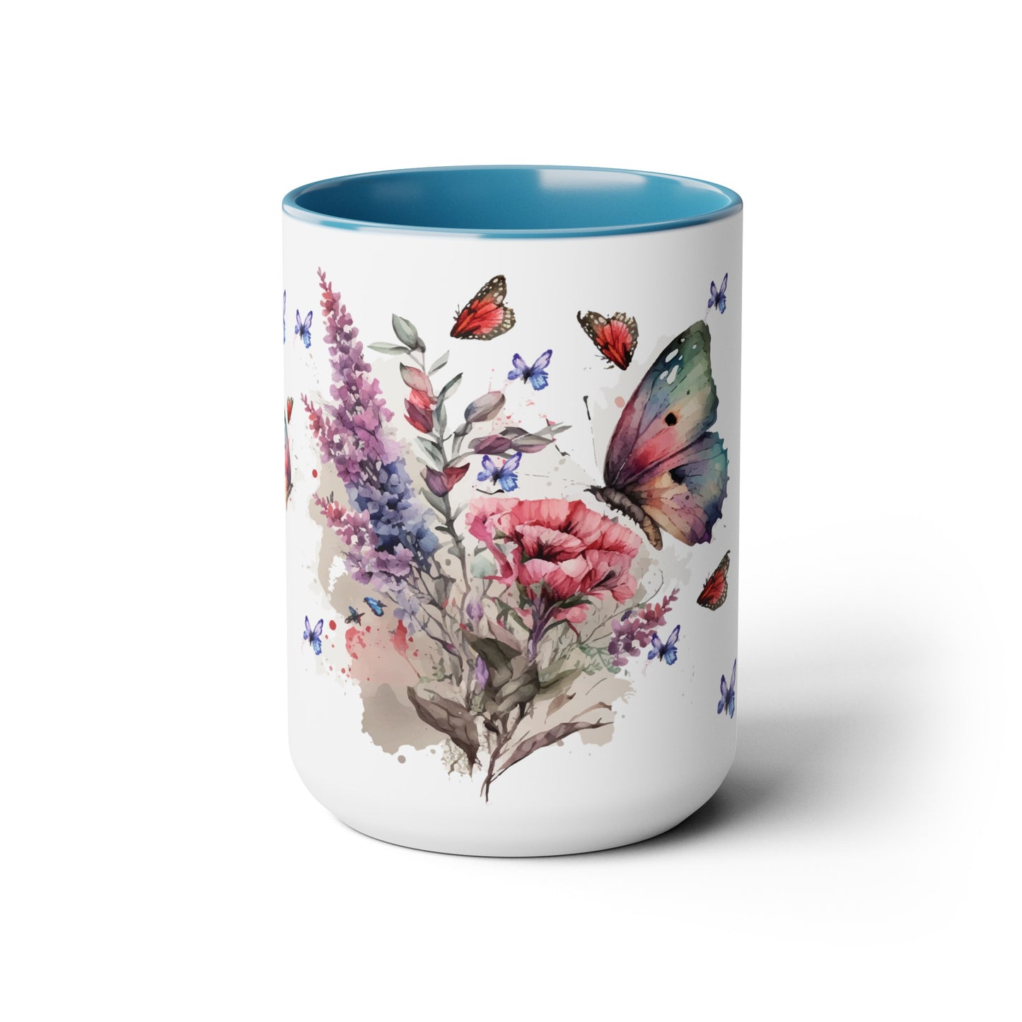 Two-Tone Coffee Mugs with butterfly