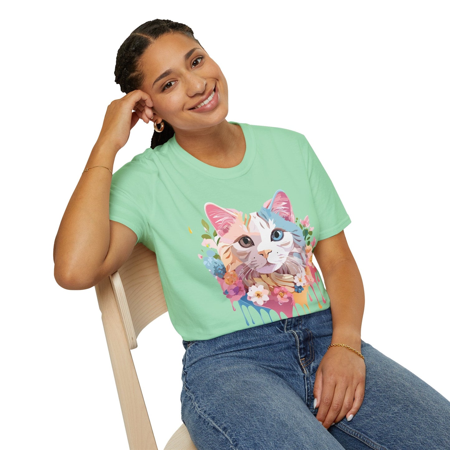Cat Shirt Unisex Softstyle Tee 100 Percent Ring Spun Cotton Kitten Tee