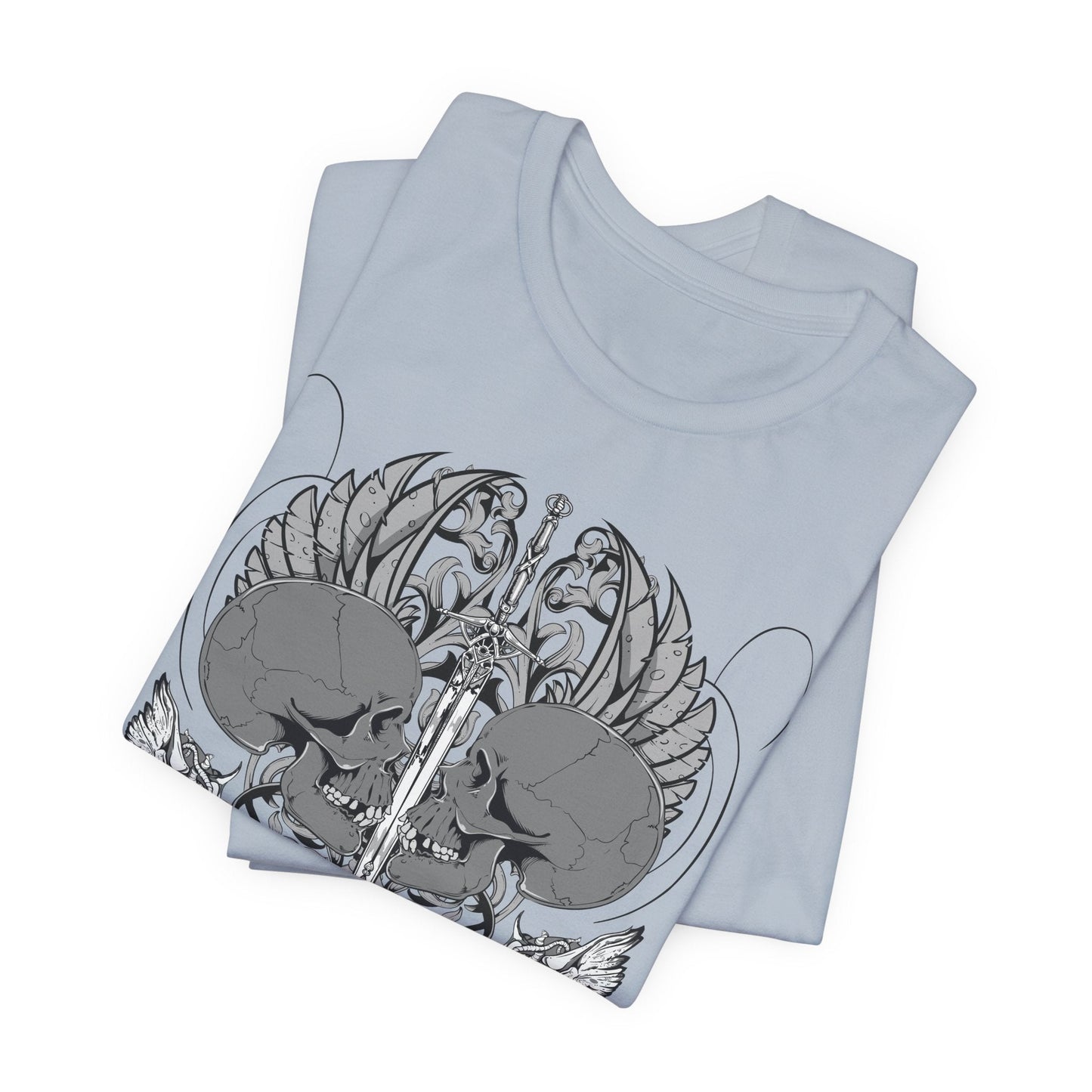 Honor Loyalty crest tee Gothic heraldry skulls wings emblem Art-48