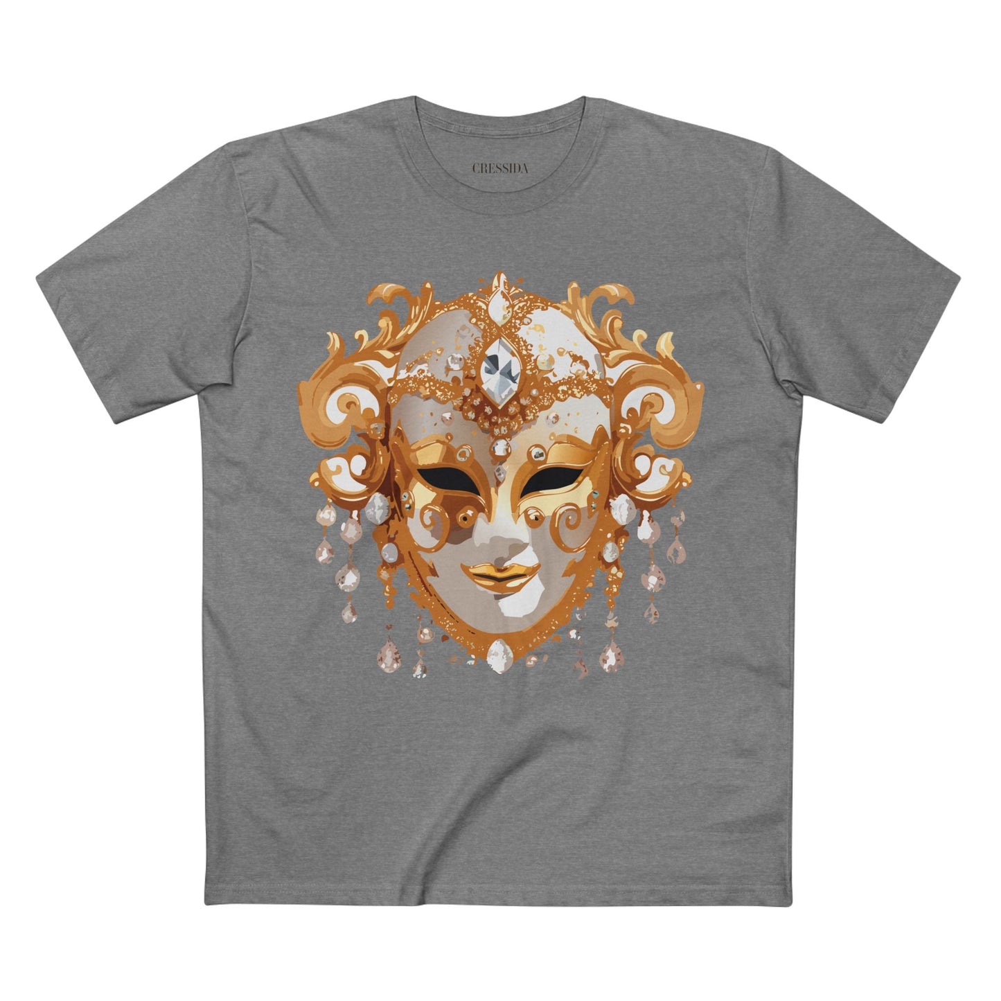 Carnival Mask Graphic T-Shirt Unisex 100 Cotton With Antique Gold Art Design Tee 24