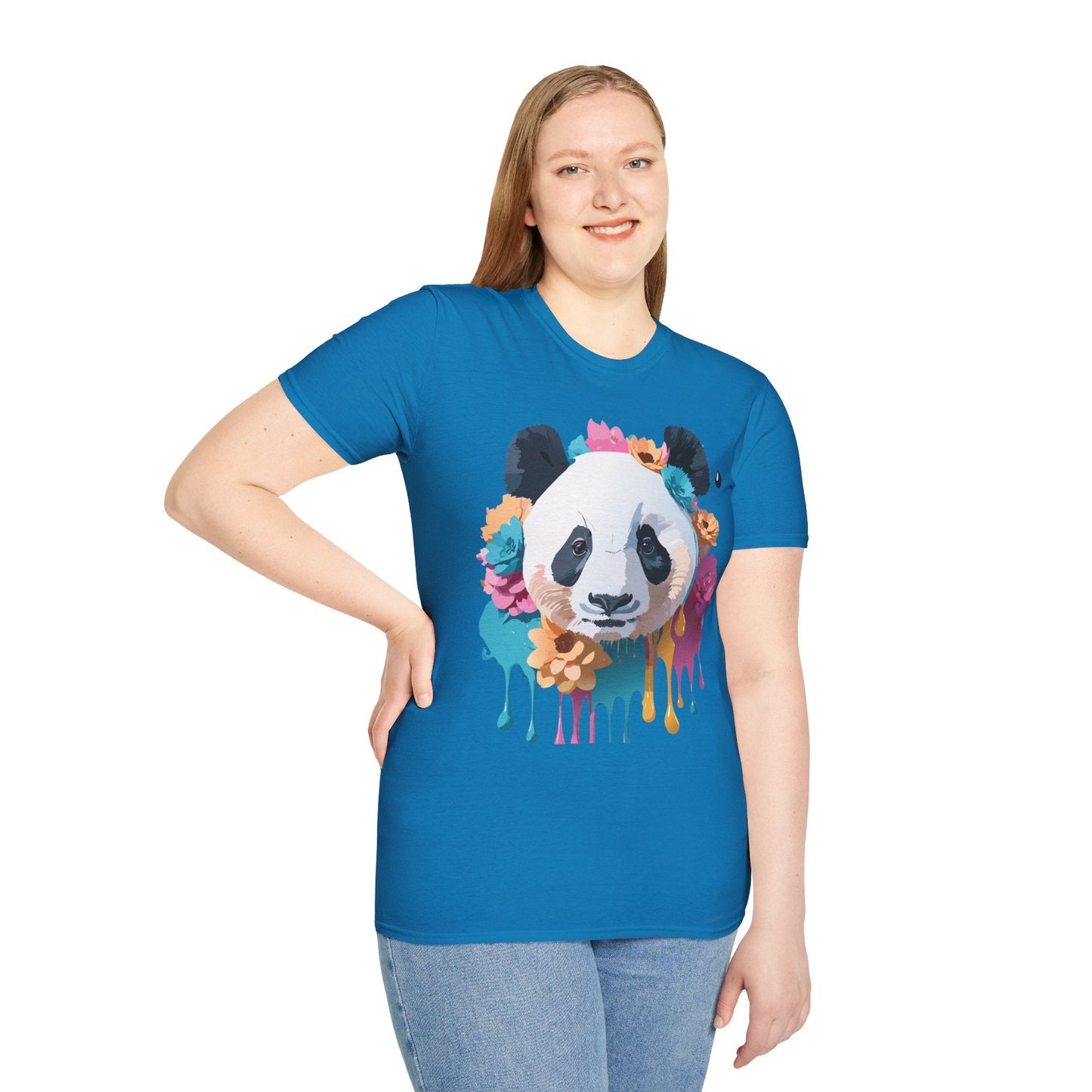 Unisex Panda Shirt Softstyle Cotton Tee For Everyday Wear With Cute Animal Print