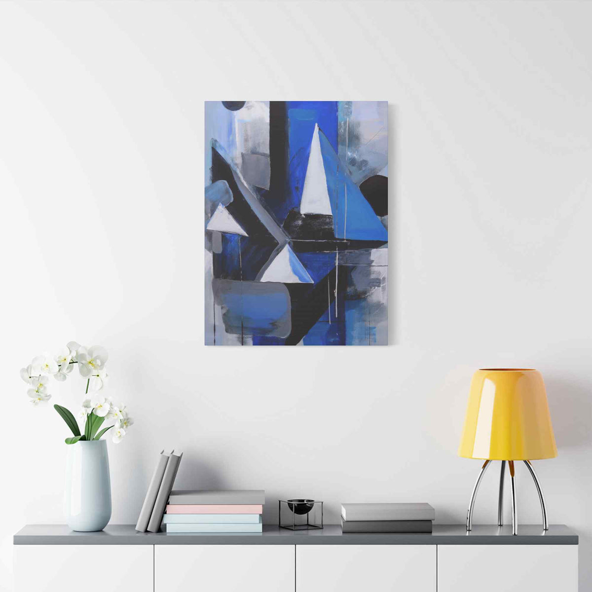 Blue Abstract Painting Print Canvas 20x24,20x30,24x30, 24x32,24x36,30x40, 32x48,36x48,40x60 Pine-Wood Inner Frame ABS-26