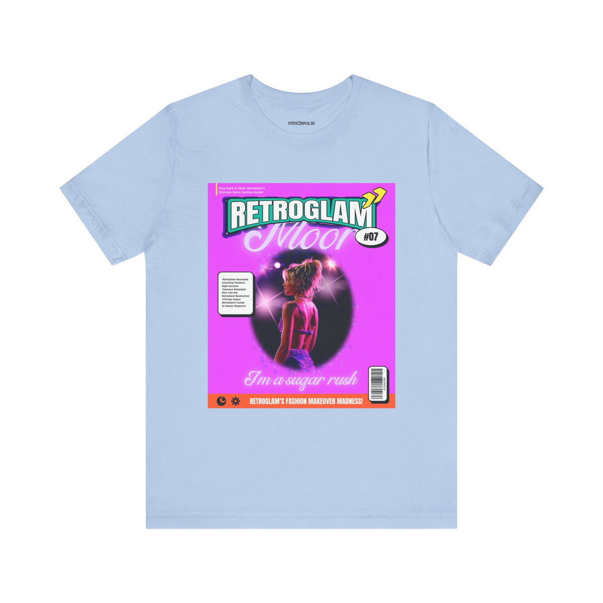 Magazine Cover Graphic Unisex Cotton Bella+Canvas Tee with Retro Poster ab27