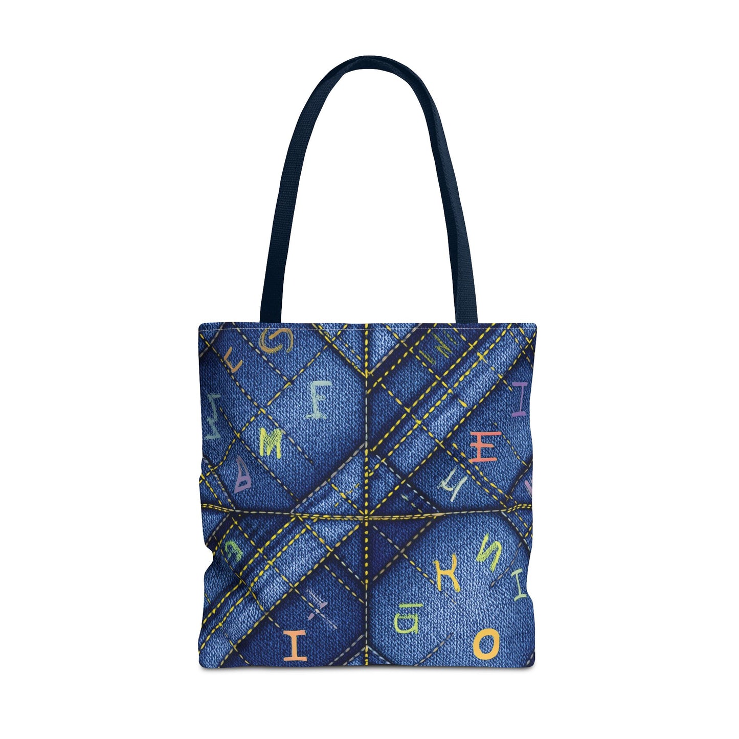 Denim Fabric Imitation Print Unisex Canvas Bag Poly Spun 3 Sizes Tote Bag 187-6