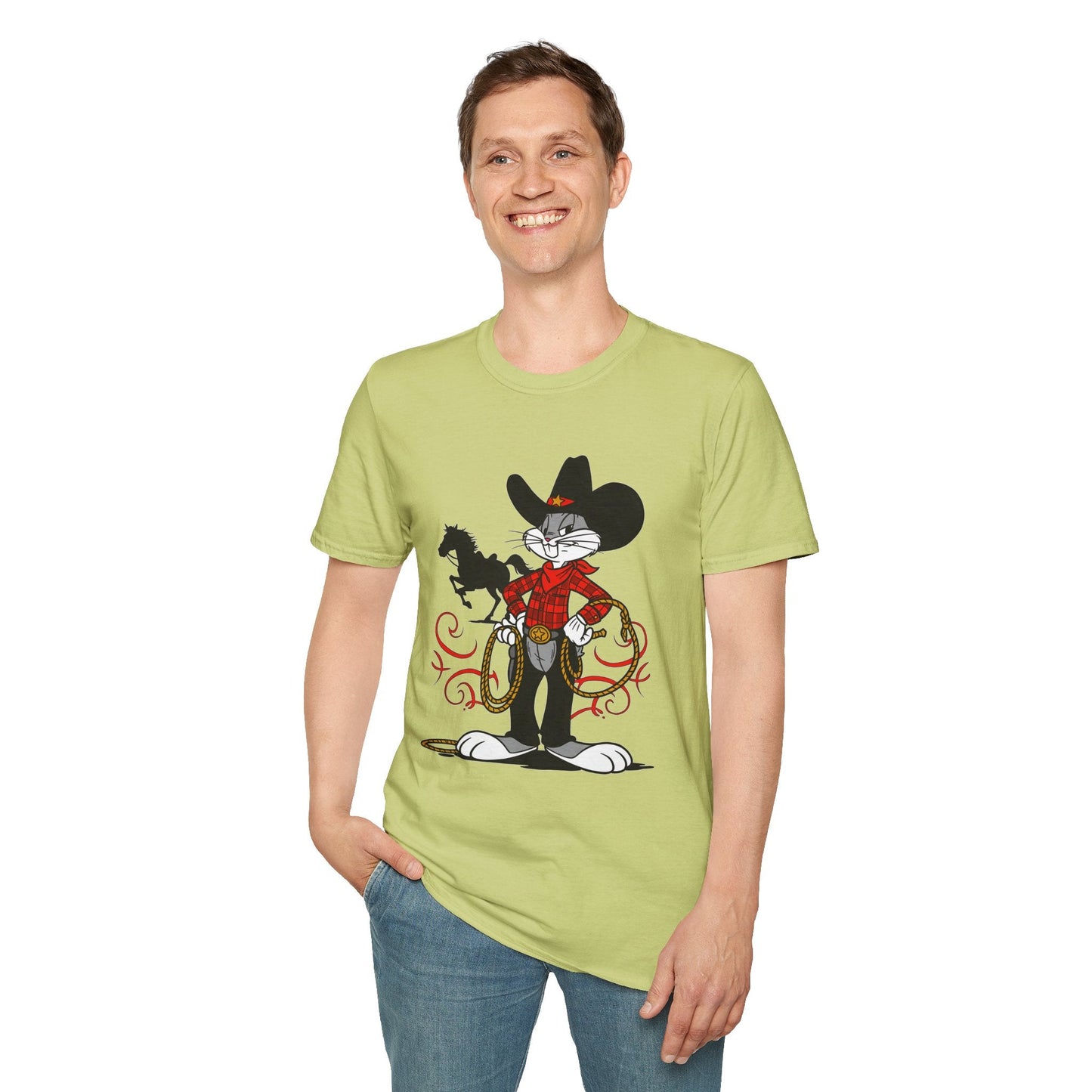 Bugs Bunny T Shirt Unisex Cartoon Tee Softstyle 64000 100 Percent Ring Spun Cotton