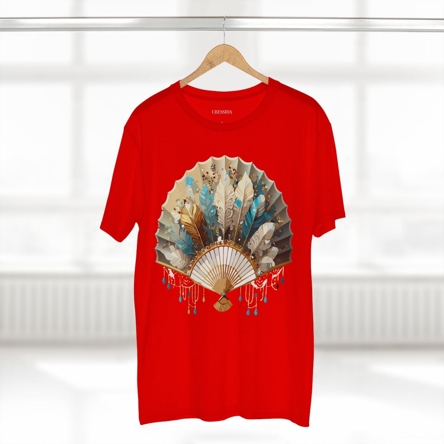 Antique Fan Graphic Design T-Shirt Unisex 100 Cotton Floral Carnival Artwork Tee 9
