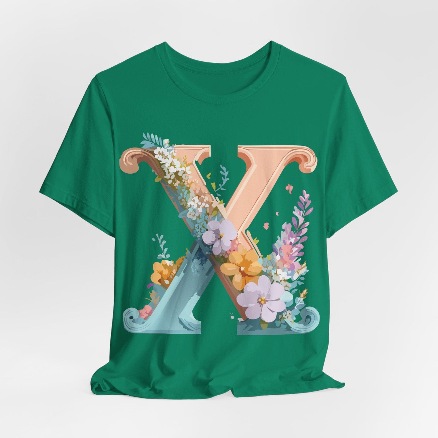 Letter X Shirt Graphic Tee Unisex Short Sleeve Vintage Inspired Adelpha Art Design