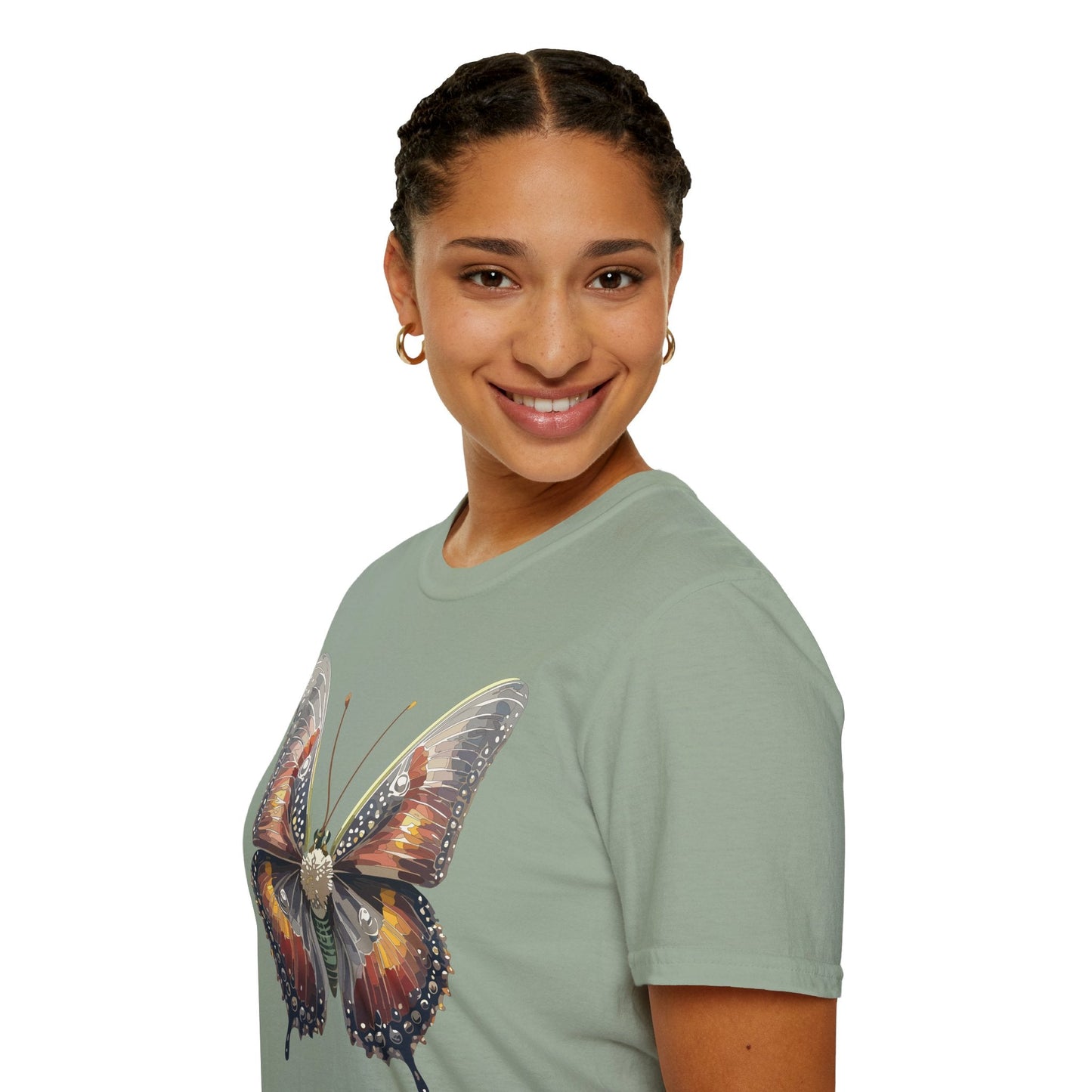 Butterfly Shirt Unisex Lightweight 100 Cotton Gildan Softstyle 64000 Tee Monarch Butterfly Design