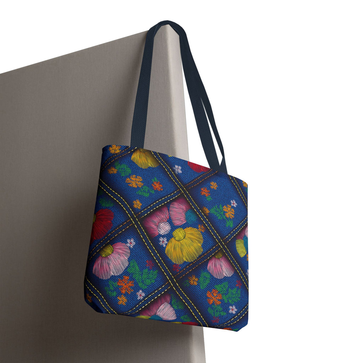 Denim Fabric Imitation Print Unisex Canvas Bag Poly Spun 3 Sizes Tote Bag 132
