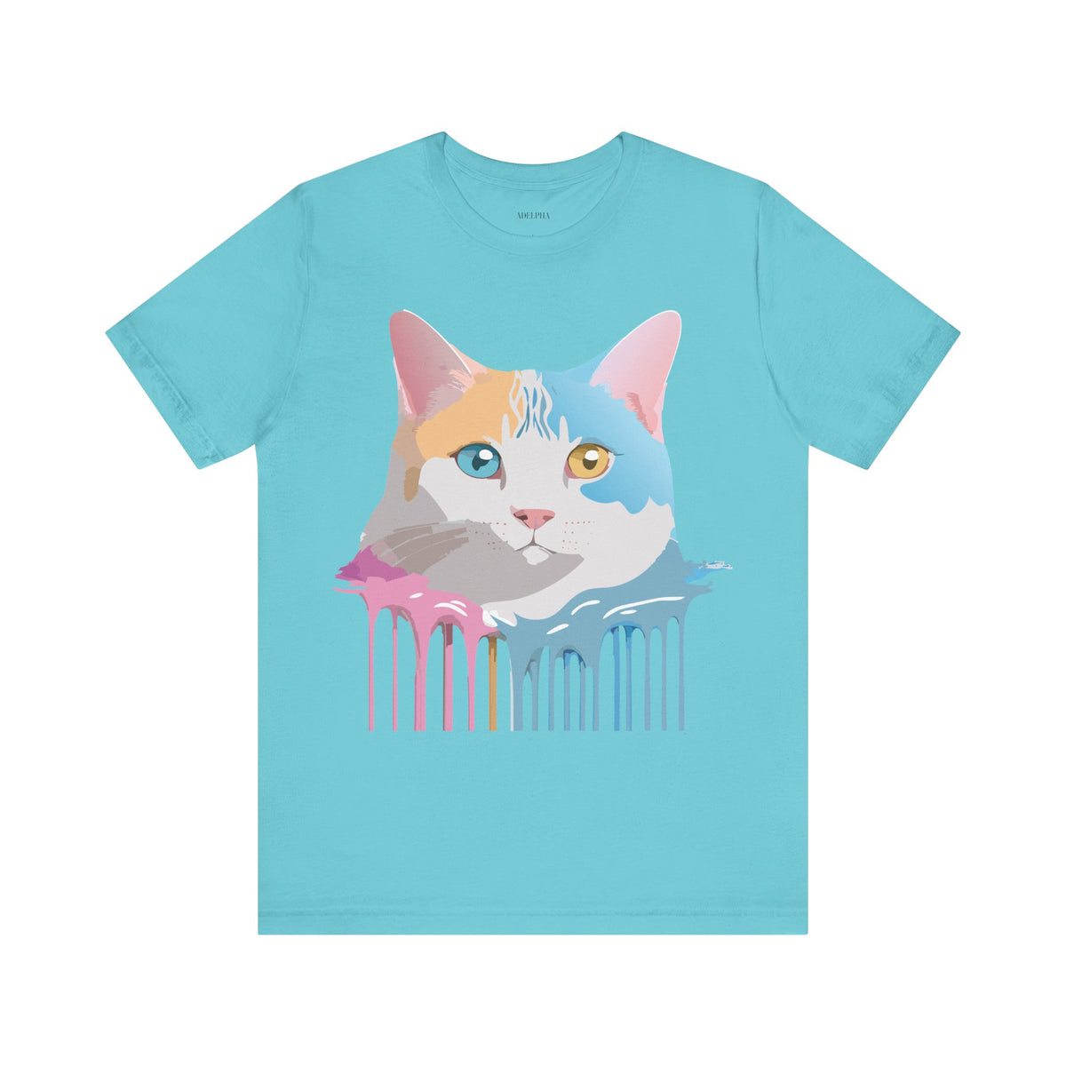 Cat Graphic Unisex Cotton Bella+Canvas Tee with Art Animal Design e109