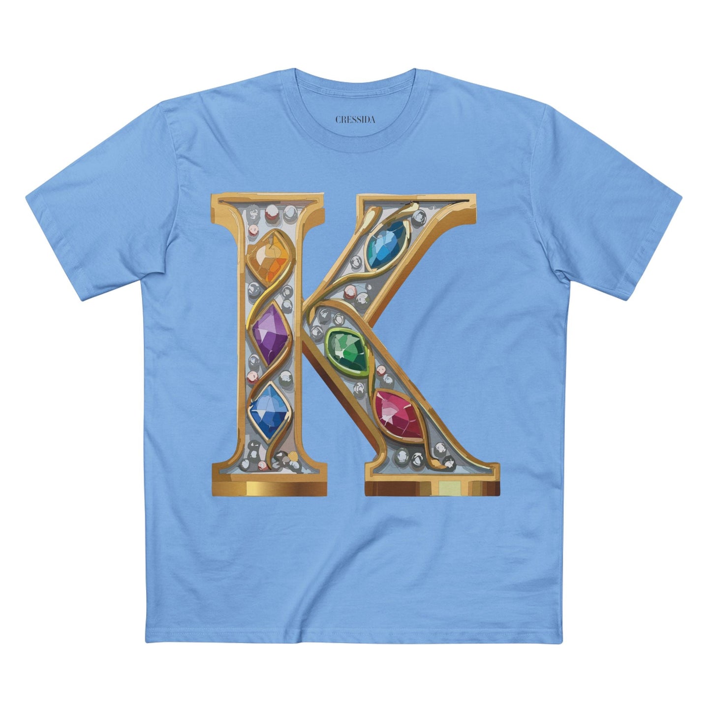 Letter K Graphic Design Tee Unisex 100 Cotton With Antique Gold Letters Artwork T-Shirt