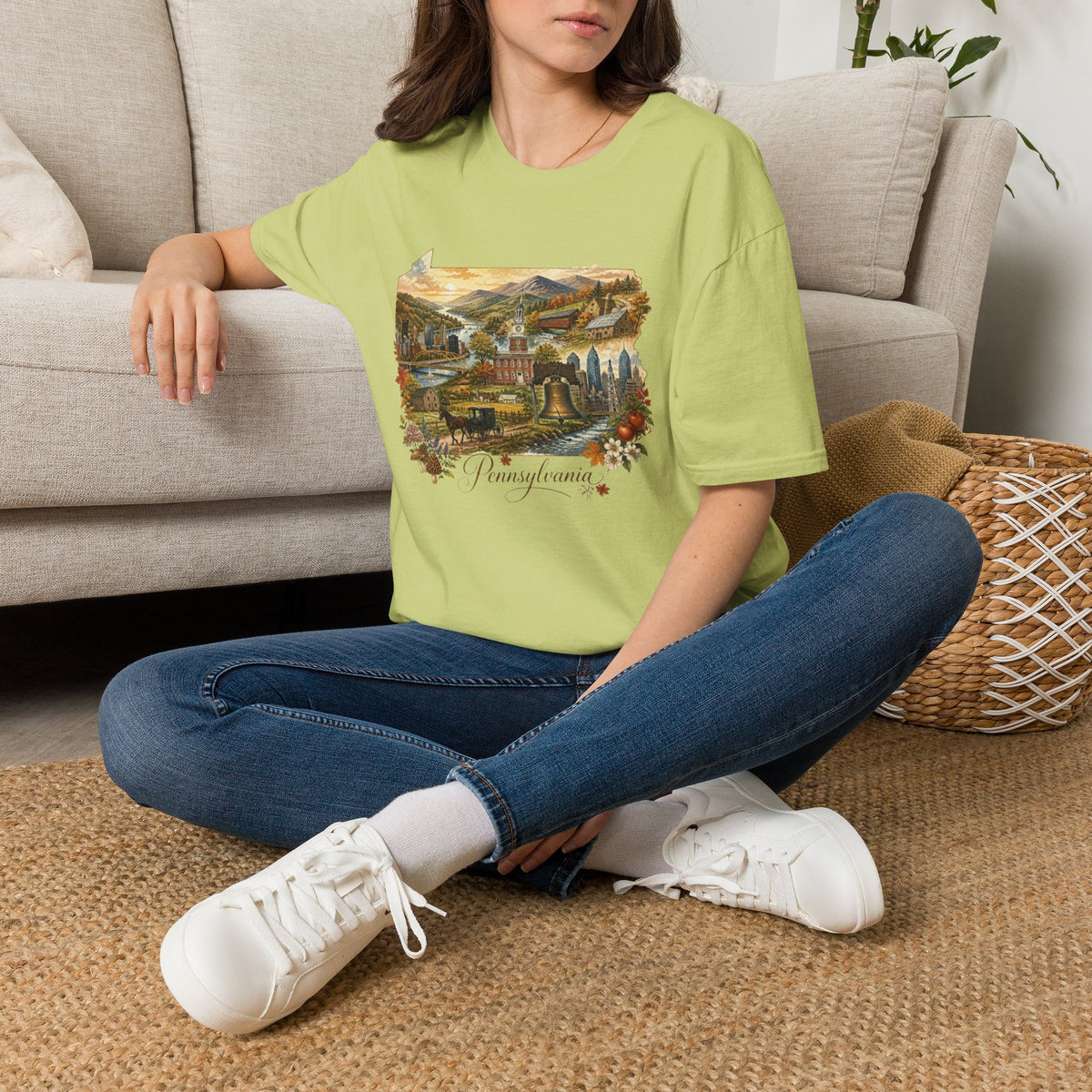 Pennsylvania State Travel Tourist Graphic Design Unisex 100 Cotton Gildan T-Shirt
