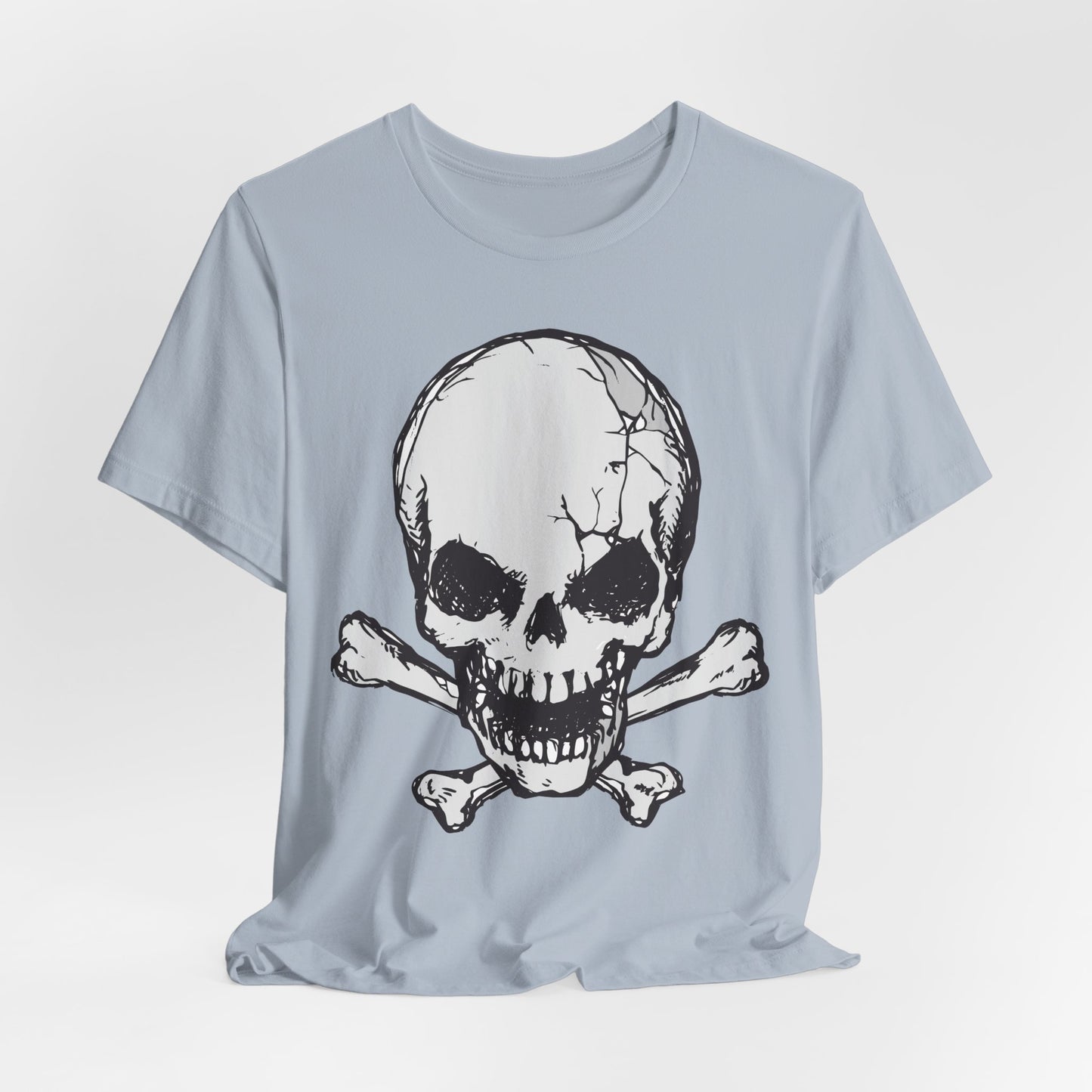 Grey Skull Graphic Design Tee, Skull Shirt, Vintage Tees, Art Design T-Shirt, Vintage Graphic Tee, Art Shirts with Skulls