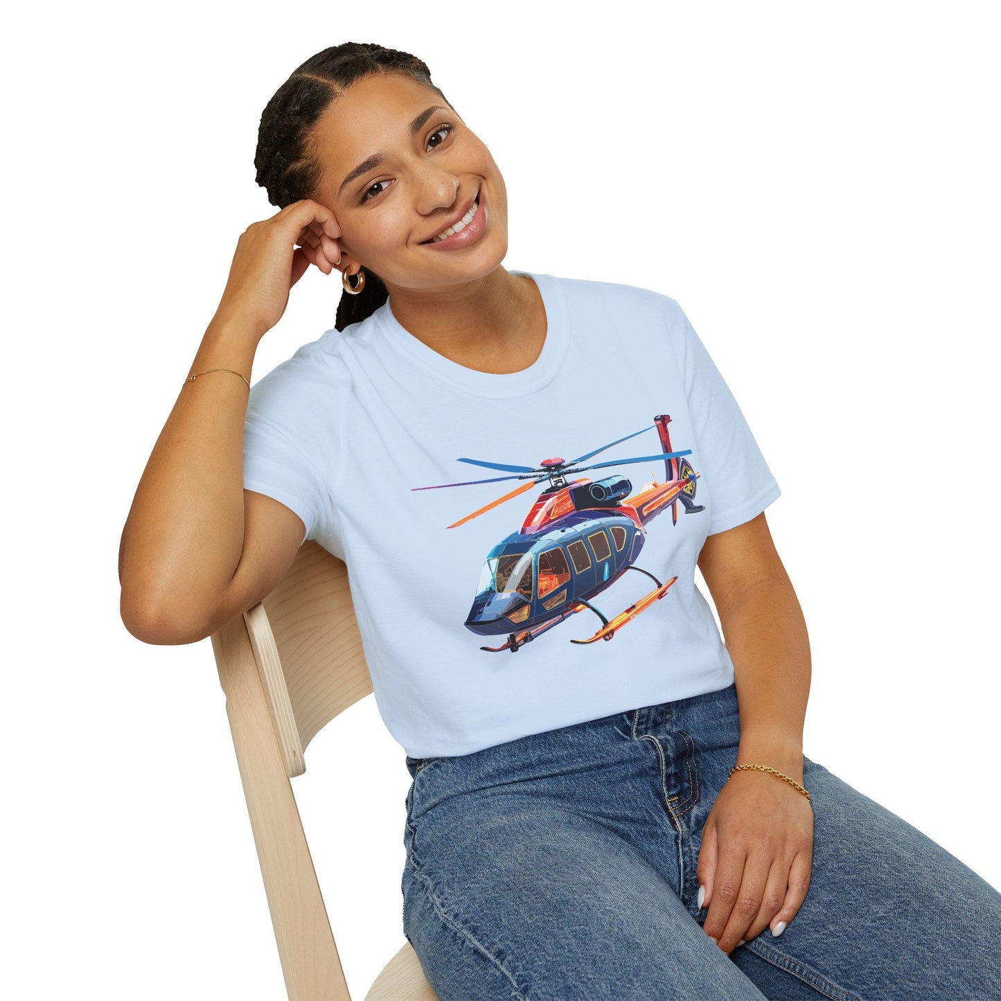 Chopper Helicopter Graphic T Shirt Unisex Softstyle Cotton Short Sleeve Artwork Design