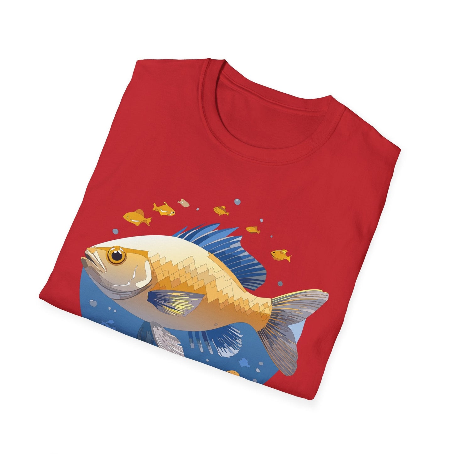 Fish Art Graphic Tee Shirt Unisex Gildan Softstyle 64000 100 Percent Ring Spun Cotton