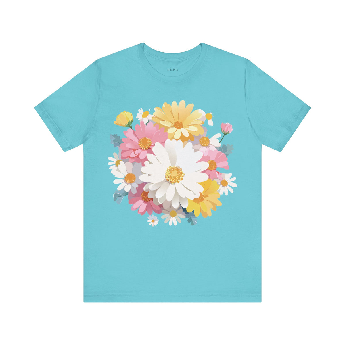 Floral Graphic Unisex Cotton Bella+Canvas Tee with Flowers Art Design n124
