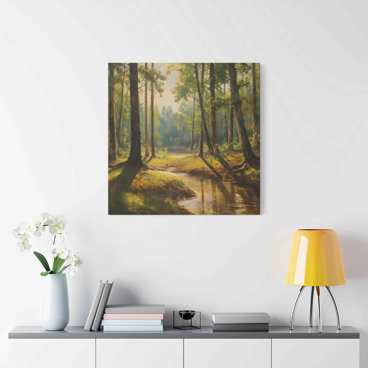 Forest Print Canvas, Trees Oil Paint Print 20x20, 24x24, 30x30, 32x32, 36x36 Art Design Print Pine-Wood Inner Frame MC-72