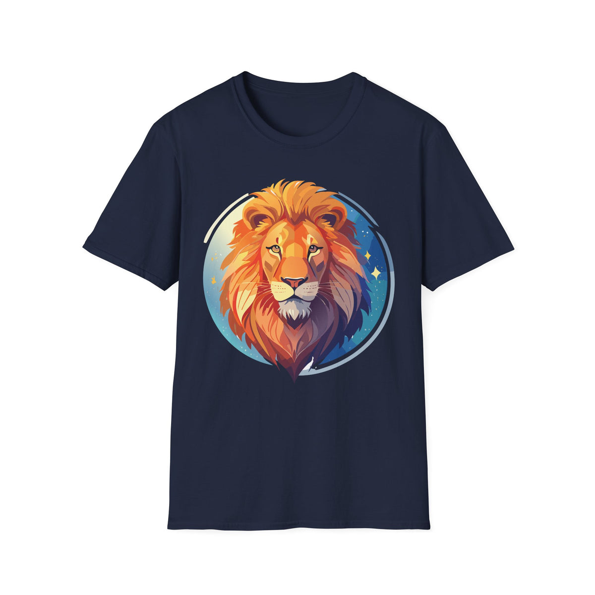 Regal Lion Portrait T-Shirt | Colorful Lion Face Illustration