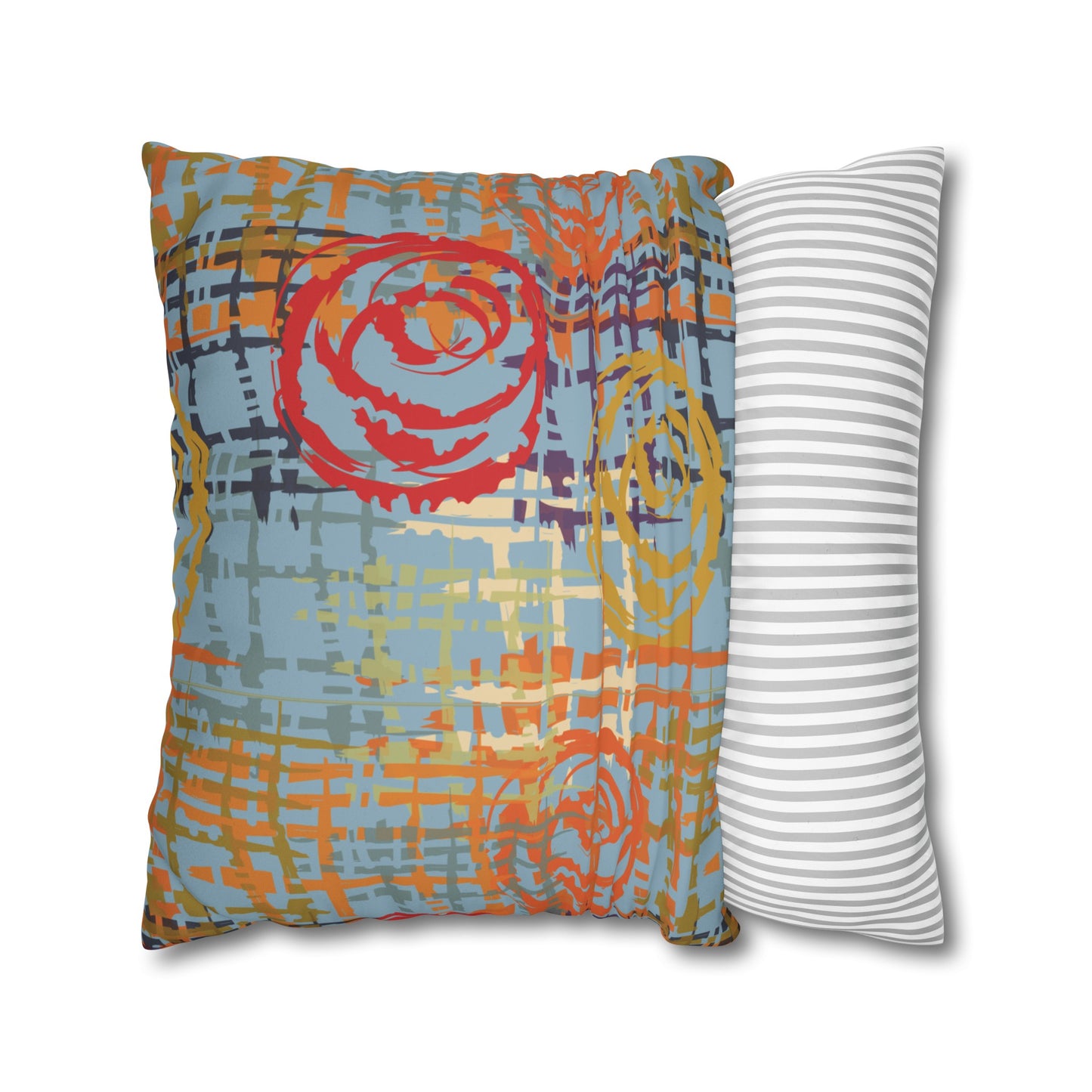 Faux Suede Pillowcase with Abstract print