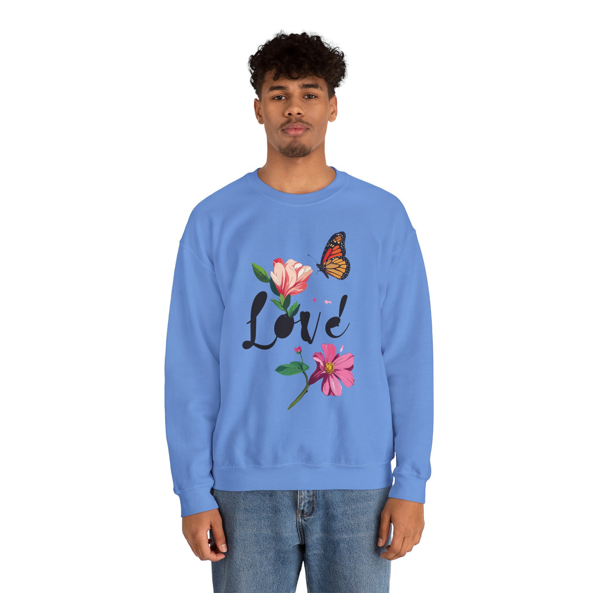 Floral Love Sweatshirt, Floral Butterfly Sweatshirt, Love Sweatshirt, Valentine's Day Sweatshirt, Floral Sweatshirt 120