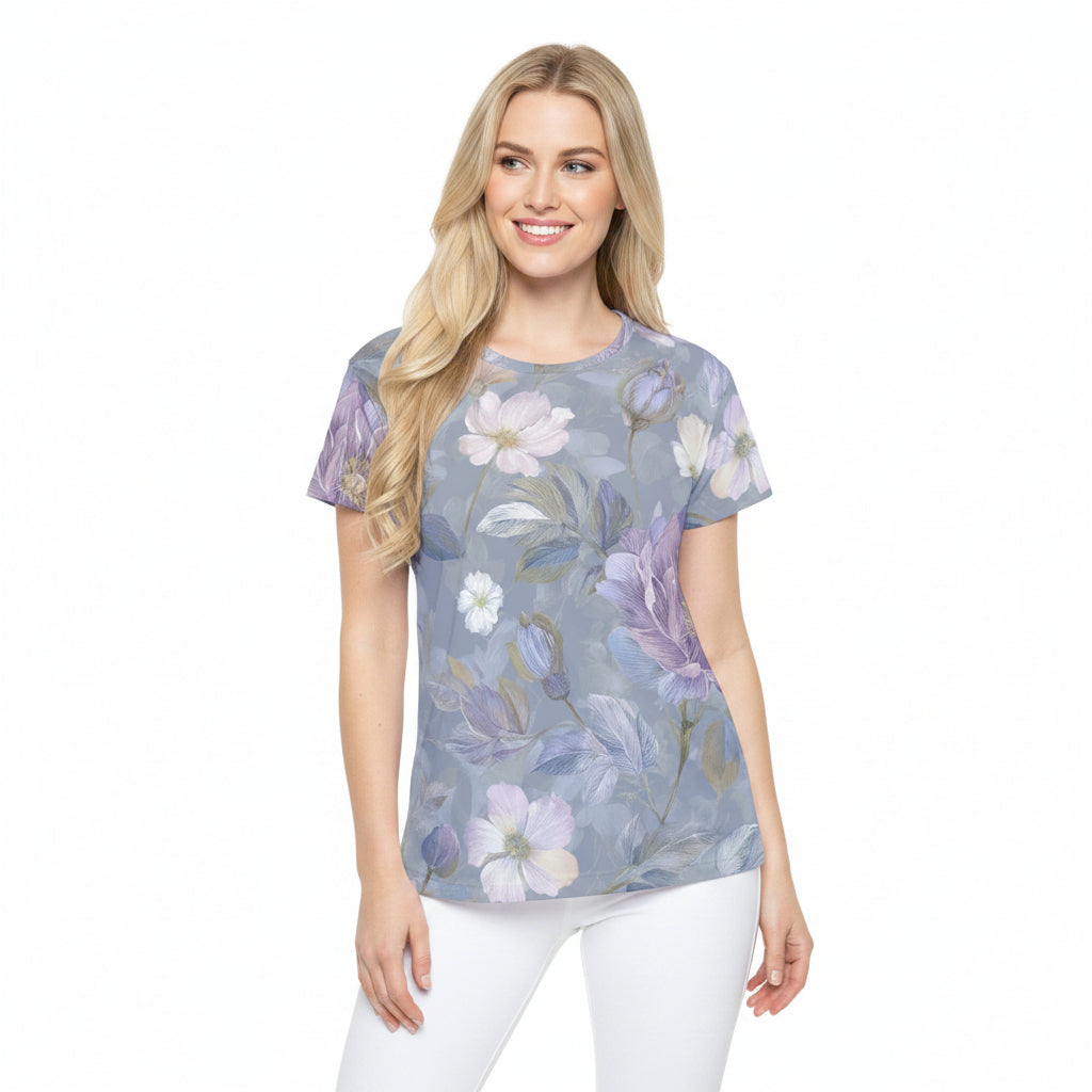 Women Poly Shirt with Floral Print F293