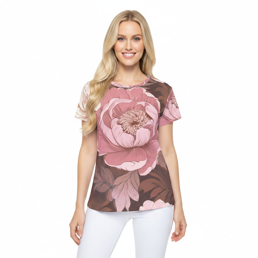 Women Poly T-Shirt with Floral Print