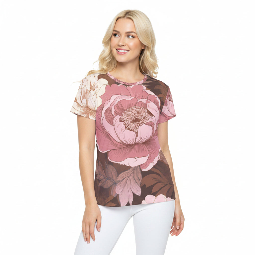 Women Poly T-Shirt with Floral Print