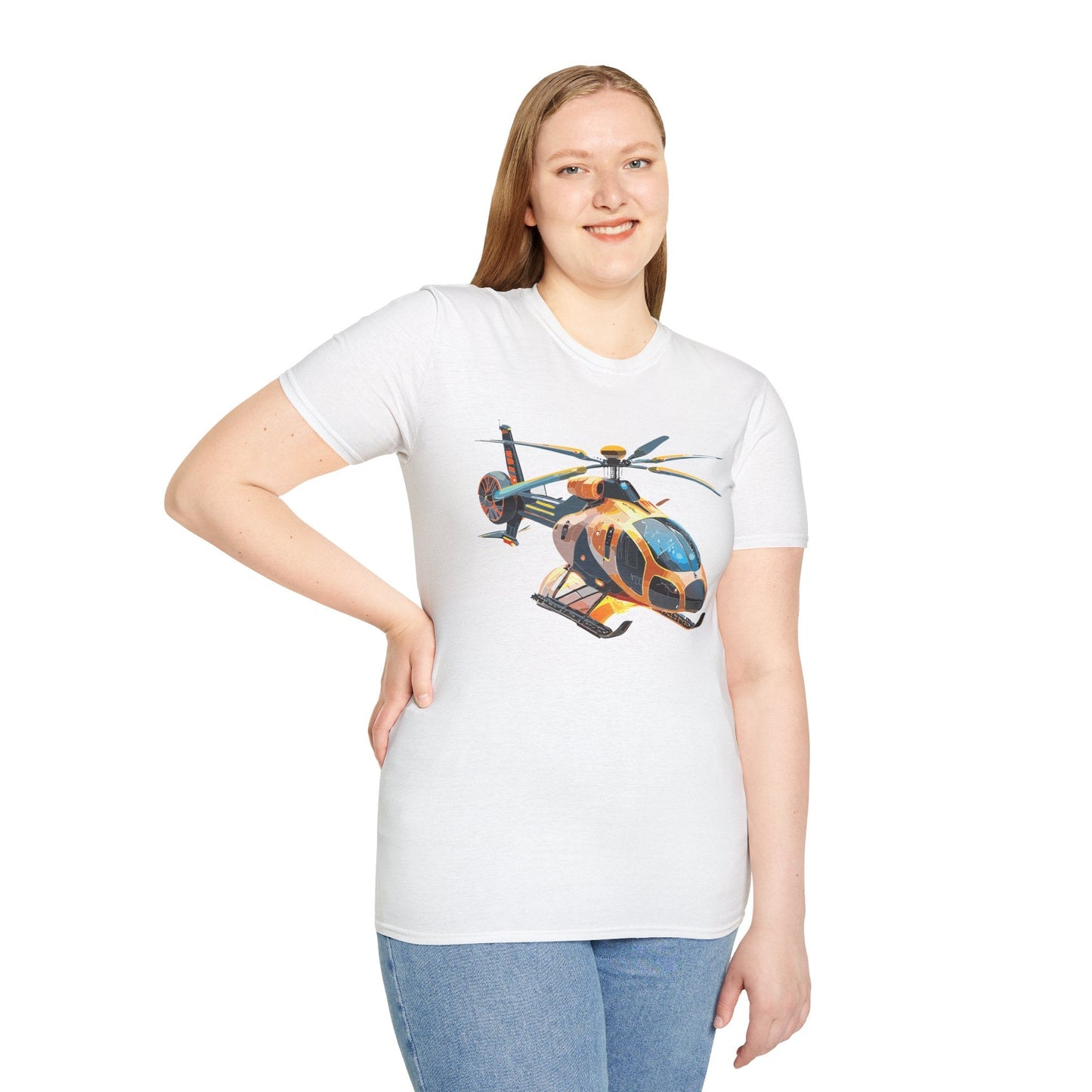 Unisex Helicopter Chopper T Shirt Softstyle 64000 Gildan Durable Lightweight Tee Design