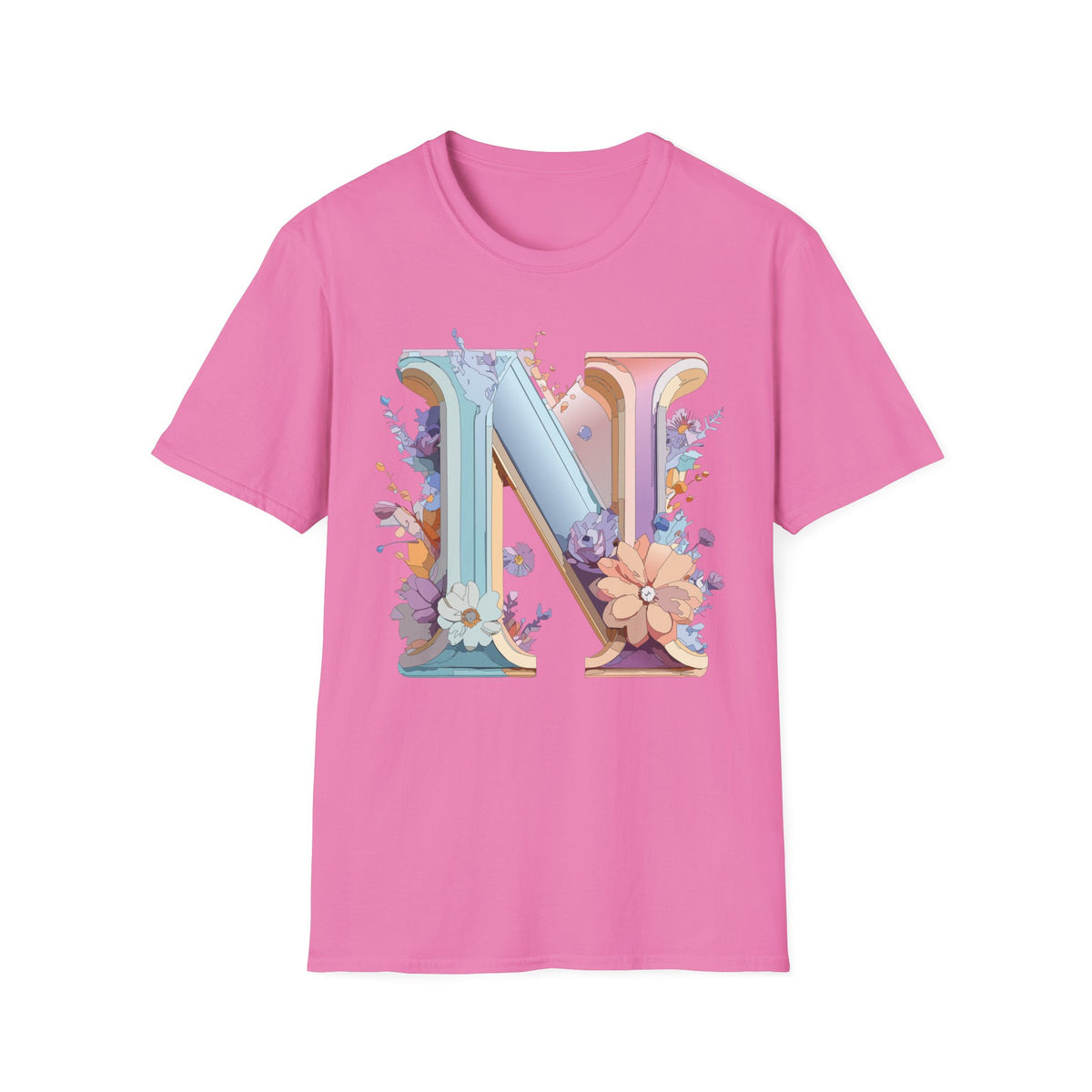 Floral Letter N T-Shirt | Monogram Initial N Tee