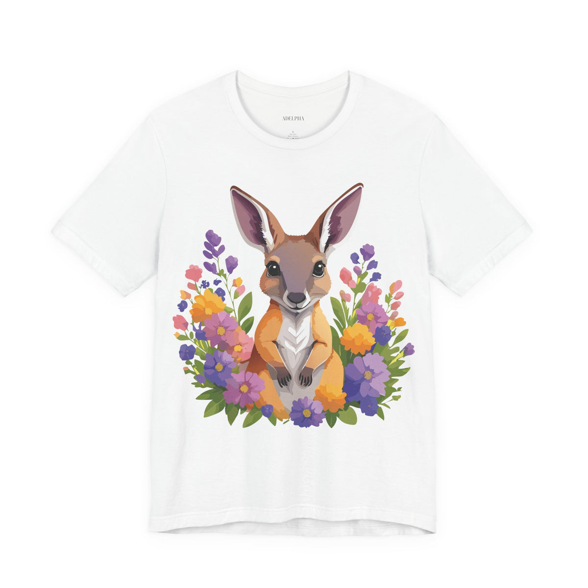 Kangaroo Graphic Unisex Cotton Bella+Canvas Tee with Art Animal Design e314